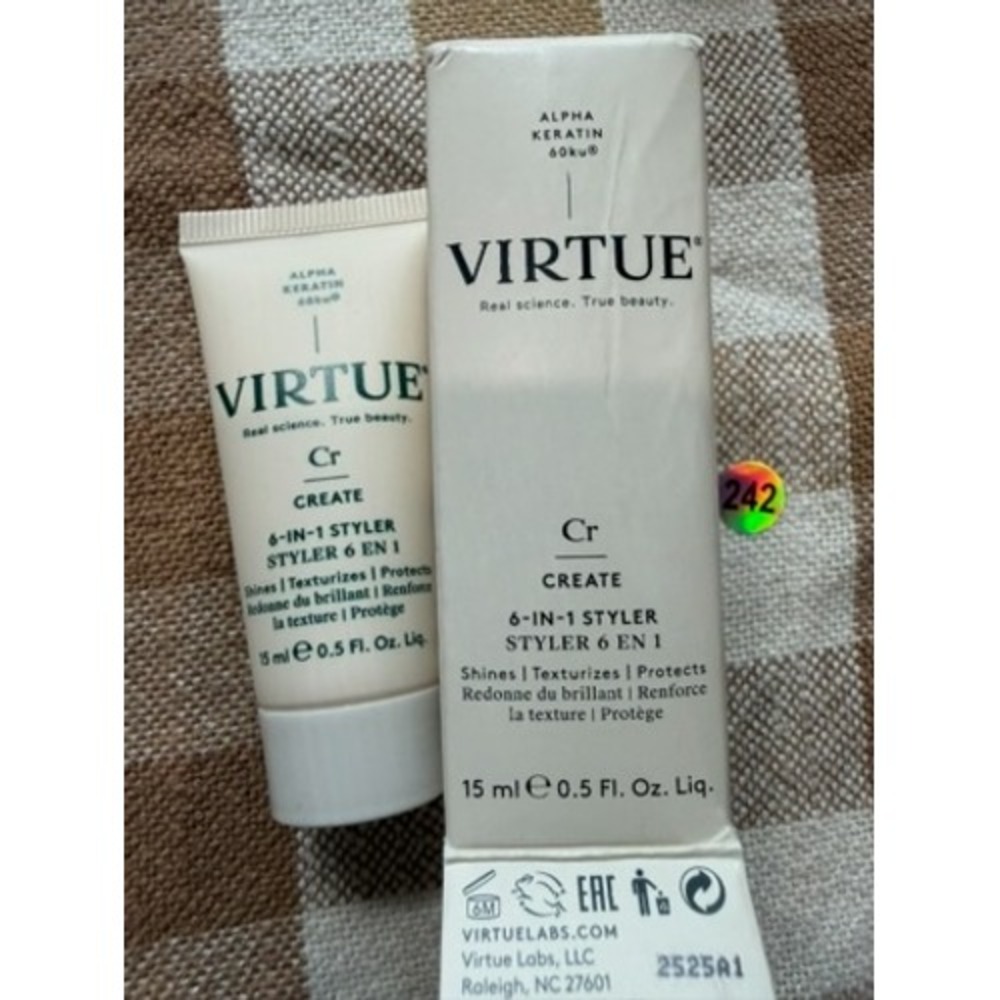 Virtue Create 6-in-1 Styler Alpha Keratin 60ku Hair Styling Cream 0.5oz 15ml NIB